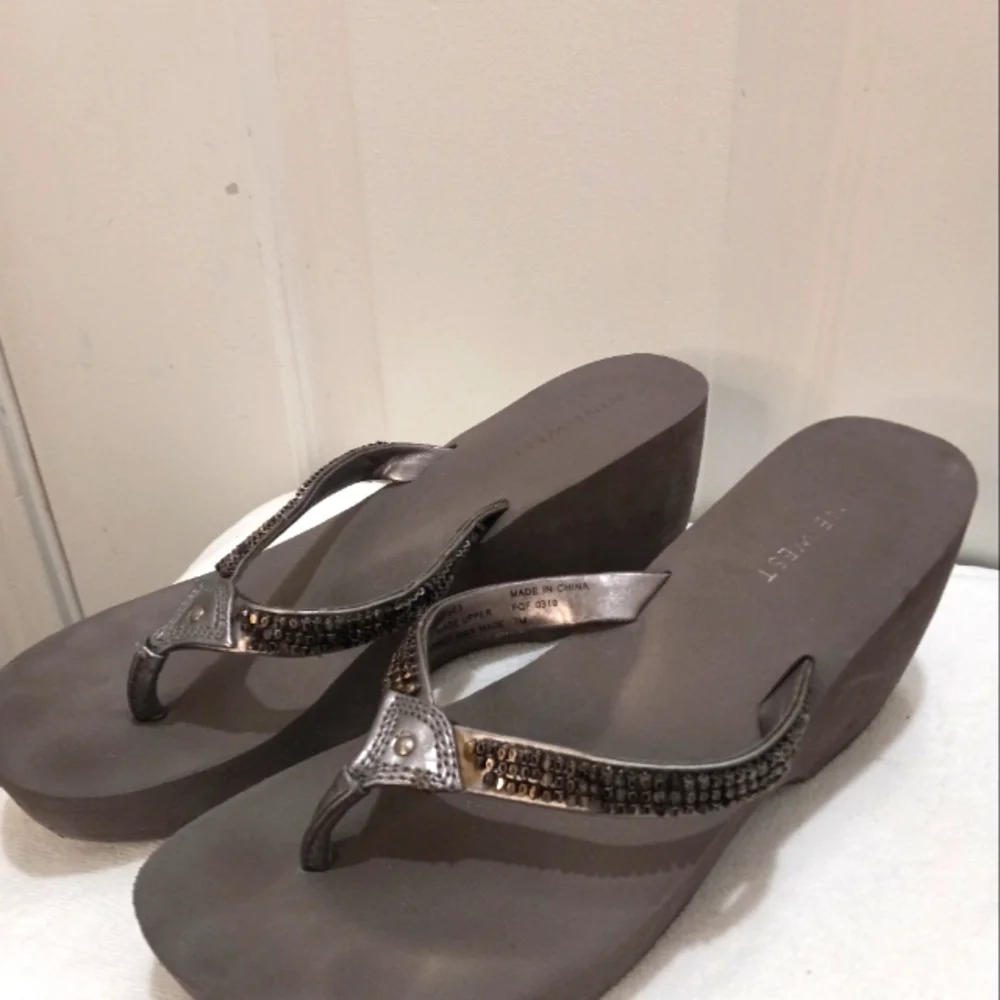 Nine West N-Eclispe3 Grey Wedge Sandle 2.5